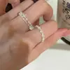 Anel de Prata Esterlina S925 Vazado em Renda Empilhável com Pérola para Mulheres Nicho Moda de Alto Padrão Versátil Anel para Dedo Indicador Produto Novo