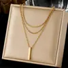 Colar Camadas Elegante Estilo Urbano, Corrente de Aço Inoxidável Banhada a Ouro, Corrente de Clavícula, Gota d'Água em Formato de Coração, Colar Multicamadas Cravejado com Diamantes