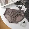 Calcinhas Sexy de Luxo com Renda e Cintura Média que Moldam o Quadril para Mulheres, Fundo de Seda, Malha Respirável e Confortável