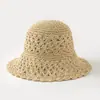 Sombrero de Paja Tejido con Flor Hueca Estilo Coreano Primavera y Verano Encaje Ondulado Ala Ancha Sombrero de Sol Transpirable No Sofocante Protección Solar Sombrero de Pescador