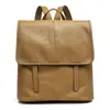 Mochila de Cuero Genuino Serie Mensajero Otoño, Estilo Vertical, Cuero Curtido Vegetal, Gran Capacidad, Unisex, Mochila Casual para el Trabajo y los Viajes Diarios