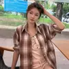 Chamarra Camisa Cuadros Algodón Puro Francés 2025 para Mujer Principios de Otoño Camisa de Gama Alta Top Delgado de Manga Larga Rayas