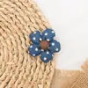 Estilo Coreano Azul Floral Fresco Ins Cuadros Mezclilla Azul y Rojo Tela Accesorios para el Cabello Bolsa Lazo Decoración Accesorios