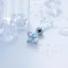 Azul Hielo Jacaranda Delicado Gradiente Azul-Morado Flor de Cuatro Hojas Aleación de Titanio Arete para Perforación de Oreja