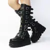 Amazon Botas Largas Transfronterizas para Mujer Otoño e Invierno 2024 Hebilla de Cinturón Nueva Estilo Punk con Suela Gruesa Botas de Caballero Chica Popular