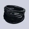 Pulsera Multicapa de Cuero Negro Transfronteriza para Hombres, Pulsera con Hebilla Moderna y Versátil para Mujeres, Accesorios de Lujo Ligero de Alta Gama Personalizados