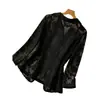 Blazer de encaje transparente para mujer, traje jacquard de malla con solapa, corte entallado, moda europea y americana para mujer, transfronterizo