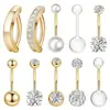 Conjunto de Moda de 10 Piezas de Venta Caliente Europea y Americana con Circonita de Cuatro Garras, Bola Redonda de Acrílico, Joyería para Piercing, Set de Anillos para Ombligo