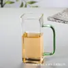 Taza de Vidrio de Borosilicato Alto para Té Verde y Té Negro, Engrosada para Bebidas Frías, Adecuada para Uso en Oficina y Hogar, Forma Cuadrada con Asa, Resistente al Calor y al Frío