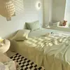 Lençol de Cama 100% Algodão Peça Única Atacado Lençol de Cama Casal Doméstico Outono Estilo Ins Lençol de Cama Cor Sólida Algodão Lavado Item Único Todo Algodão