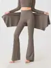 Calça de Yoga para Mulheres Outono 2025 Nova Roupa Externa Tamanho Grande Cintura Alta Roupa Fitness Corrida Matinal Esportes Calça Flare com Forro de Lã com Forro de Lã