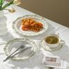 Juego de vajilla de cerámica repujada estilo europeo horno casero vintage plato para comida occidental taza y platillo combinación plato para bistec pizza plato de hueso