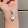 Pendente de Colar com Feijão da Sorte Pequeno em Jade Espumado de Calcedônia Natural S925 Prata Esterlina Pendente de Feijão Verde Novo Estilo Chinês Estilo Nacional