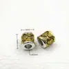 Accesorios de Joyería Hechos a Mano con Cuentas DIY Plata Dorada de Tíbet Color Doble Cuentas de Cubo con Agujero Grande Cuentas Separadoras Cuentas de Buda Accesorios para Rastas Africanas