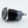 Interruptor Circular Auto-Retornável de 19mm, Interruptor de Alimentação de Cabeça Plana com Luz Indicadora Vermelha, Botão Metálico à Prova d'Água com Terminal de Parafuso Preto Oxidado