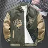Chaqueta de béisbol de gamuza para hombre, estilo retro americano de otoño e invierno, corte holgado, chaqueta bomber bordada, moderna