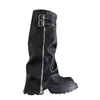 Botas femininas, novo estilo outono 2026, botas de sola grossa da moda que te deixam mais alta, botas longas com zíper para mulheres baixinhas, estilo bota-cano