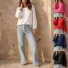 Europa Transfronteriza 2026 Otoño Nueva Llegada Top Cuello Redondo Mangas de Linterna Holgada Casual Versátil Adelgazante Camisa Mujer