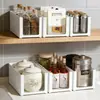 Caja de Almacenamiento para Gabinete con Cajón retráctil de ángulo recto, Organizador de Bocadillos de Escritorio Integrado, Canasta de Almacenamiento Rectangular Apilable Visible para Cocina