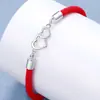 Pulsera Doble Corazón Original para Hombres y Mujeres, Par de Pareja, Pulsera Trenzada de Cuerda Negra y Roja, Regalo de Moda para Estudiantes, Una Pieza Dropshipping