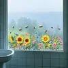 Brup Spring Girasol Arbusto Pegatina para Ventana Sin Pegamento Estática Estilo Pastoral Girasol Flor Silvestre Pegatina Zn-Jd2091E