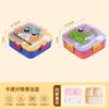 Lonchera infantil cuadrada de dibujos animados, horno microondas con vajilla, caja para salsas, caja para ensaladas, compartimento transfronterizo, lonchera portátil
