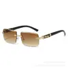 Gafas de Sol Europeas y Americanas de Montura Grande Nuevas de Moda Sin Marco Patas de Madera con Veta Color Degradado Gafas Versátiles Gafas de Moda Coreana