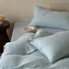 Set de Cuatro Piezas de Gasa Doble Suave y Flexible de Algodón Puro, Sábana y Funda de Edredón 100% Algodón, Estilo Minimalista Wabi-Sabi, Tacto de Alta Gama, Ropa de Cama para Dormitorio Principal