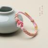 Pulseira de Mão Trançada de Oito Fios Flor de Pêssego Estilo Chinês Tecida à Mão DIY com Miçangas Joia de Moda Nacional Presente para Amigos