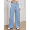 Jeans Colorido Sólido Europeu e Americano Mais Vendido na Amazon para Mulheres Moda Nova Verão 2025 Calças Longas Largas Tendência