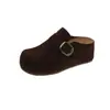 Pantuflas Birkenstock de suela gruesa para mujer, nuevo modelo de otoño 2026, medias pantuflas versátiles de punta cerrada con aumento interno de altura, adecuadas para usar en exteriores, estilo otoño