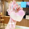 Chaveiro Criativo de Pelúcia Gradiente Coração de Amor com Corrente, Pingente Requintado para Mochila, Ornamento de Casal, Chaveiro de Carro Atacado