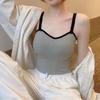 Camisola de Tirantes Anchos para Mujer Tubo Largo Sin Aros de Acero Antiluz Envolvente Pecho Espalda Hermosa Ropa Exterior Ajustada Combinable Ropa Interior para Mujer