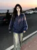 Sudadera de Marca de Moda Estilo Americano a Rayas con Cuello Alto y Estampado de Estrellas para Mujer, Chaqueta Deportiva Casual Otoño e Invierno, Novedad Otoño 2026