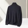 Suéter de lã masculino para outono e inverno, suéter gola alta de cashmere, suéter interno de tricô de lã com gola dupla masculina