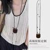 Collar Largo de Cadena para Suéter con Colgante de Corazón Negro, Elegante y de Alta Gama, Lujo Ligero, Sensación de Alta Gama, Accesorios de Collar Cruzado para Mujer