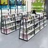 Gôndola de Ilha para Cosméticos Combinação Livre Expositor Prateleira de Armazenamento Dupla Face Prateleira de Supermercado Expositor Prateleira de Lanches Multicamadas