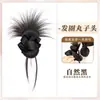 Peruca com Cabeça de Bola de Pena Amarrada Baixo, Grampo de Cabelo, Faixa de Cabelo, Cabeça de Botão de Flor, Acessórios de Cabelo Naturais Fofos, Bolsa para Peruca