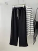 Calça banana plissada de camada de ar com design para mulheres 26 Outono estilo coreano fluida modeladora cintura alta reta casual comprimento total