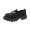 Sapatos de Couro Estilo Britânico Feminino 2024 Primavera e Outono Novos Estilo Japonês Sola Grossa Slip-on Loafers Franceses Salto Bloco Sapatos de Camada Única para Mulheres