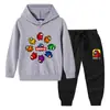 Primavera e Outono 2023 novas roupas infantis transfronteiriças calças de suéter com capuz infantil terno de manga comprida de algodão para bebê de duas peças