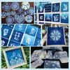 Paquete de Materiales DIY Calicó Azul Tipo Tie-dye Plantilla de Teñido con Pasta Plantilla Hueca Molde de Patrón Batik Herramienta Plantilla de Patrimonio Cultural Inmaterial