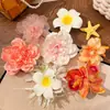 Accesorios de estilo vacacional de verano en la costa para viajes y sesiones de fotos: Pinzas laterales y horquillas de flor de dopamina
