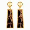 Aretes de Placa Geométricos Largos con Estampado de Leopardo Estilo Europeo Atmosférico de Moda Aguja de Plata Sensación de Alta Gama Gran Lujo Marca Grande Accesorios Modernos para Aretes