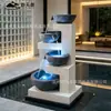 Fuente de cascada de escalones de comercio exterior personalizada para patio de villa y club social, decoración de paisaje con agua circulante, venta directa de fábrica