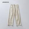 Pantalones Blancos de Primavera para Hombre APO Sentido de Alta Gama para Hombre Pantalones Sueltos Rectos con Cordones Pantalones Casuales de Lyocell