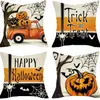 Nova Fronha de Almofada de Linho Fantasma Preto e Branco Festa de Halloween Sala de Estar Sofá Fronha Decorativa Capa de Almofada Transfronteiriça