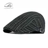 Boina Británica Retro para Hombre de Primavera y Otoño, Gorra de Visera Artística para Mujer de Tela Vaquera Lavada Personalizada Cosida Retro Británica