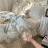 Conjunto de Roupa de Cama de Renda de Algodão Puro Estilo Hepburn Francês Conjunto de Quatro Peças Novo Estilo Princesa Cobertor de Edredom de Algodão Universal para Todas as Estações Roupa de Cama