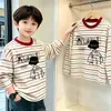 Camiseta básica de rayas para niño, nuevo modelo primavera y otoño 2026, camiseta de manga larga 100% algodón para niños, camiseta interior para niños mayores, camiseta de moda estilo callejero